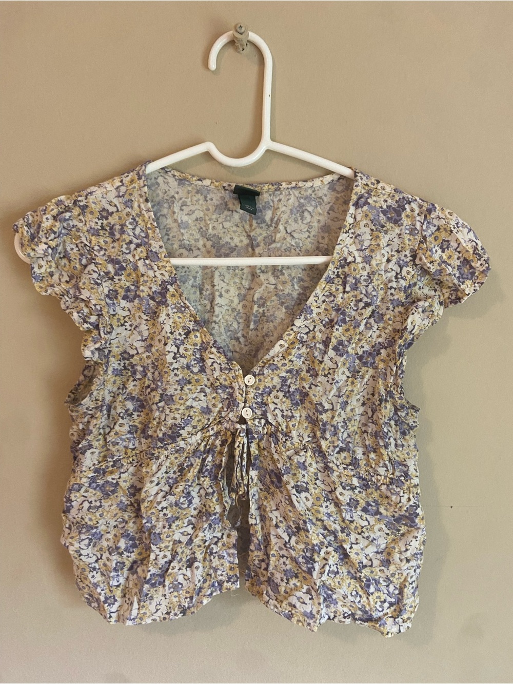 wild fable Cottagecore Boho Fairycore Tomato Girl Floral Tie-Front V-Neck Blouse